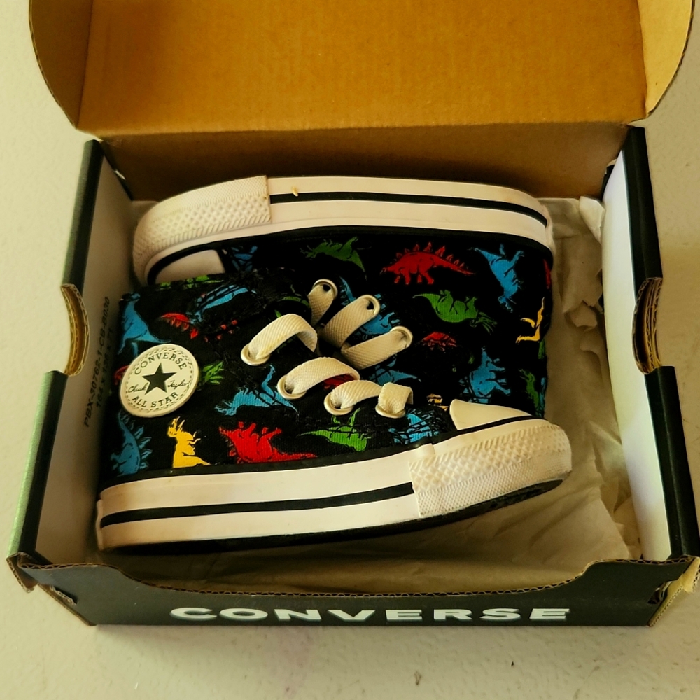 Infant dinosaur converse brand shoes